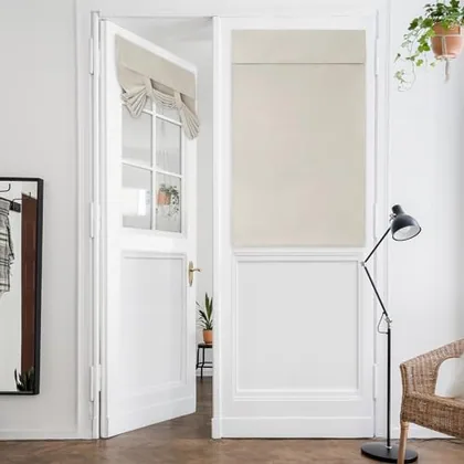 HOMEIDEAS Blackout Door Curtains for French Door 26x40 Inch Cream