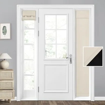 HOMEIDEAS 100% Blackout Door Curtains for Sidelight 12x54 Inch