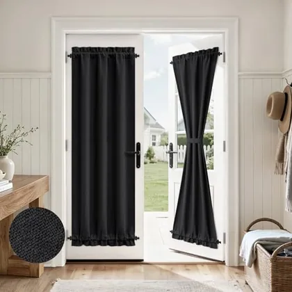 HOMEIDEAS 100% Blackout Door Curtains for French Door 26x72 Inch