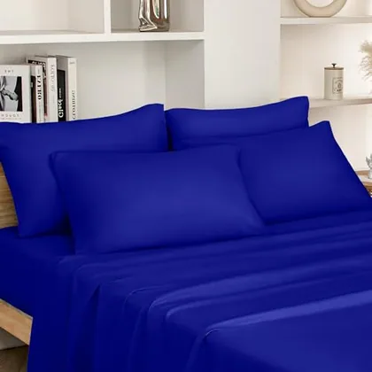 HOMEIDEAS King Size Bed Sheets - 6 Piece Set (Royal Blue) - Extra Soft
