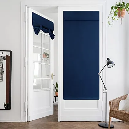 HOMEIDEAS Blackout Door Curtains for French Door 26x68 Inch Navy