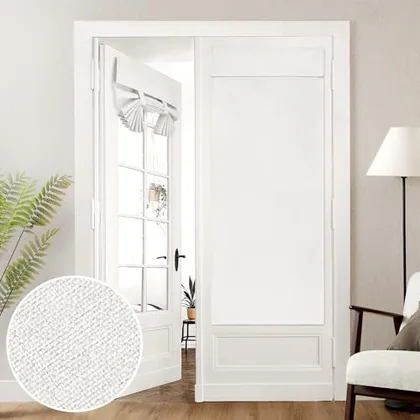 HOMEIDEAS 100% Blackout Linen Door Curtains for French Door 26x68 Inch