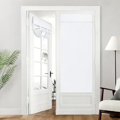 HOMEIDEAS 100% Blackout Linen Door Curtains for French Door 26x68 Inch