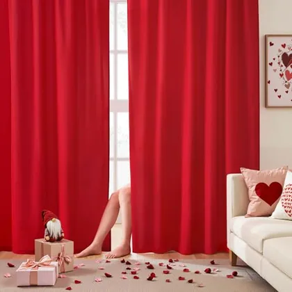 HOMEIDEAS Non-See-Through Red Privacy Semi Sheer Curtains