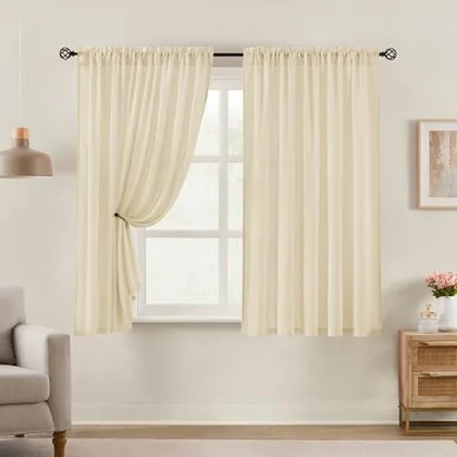 HOMEIDEAS Non-See-Through Taupe Privacy Semi Sheer Curtains