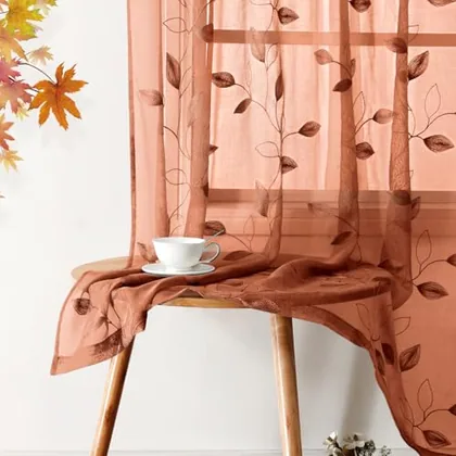 HOMEIDEAS Fall Burnt Orange Sheer Curtains