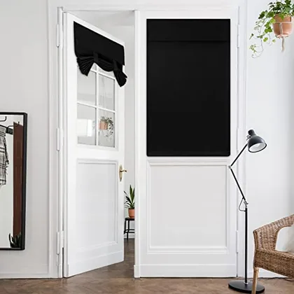 HOMEIDEAS Blackout Door Curtains for French Door 26x40 Inch Black
