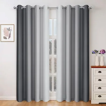 HOMEIDEAS Gray Grey Ombre Blackout Curtains