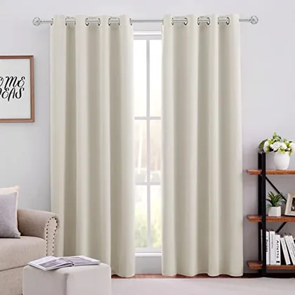 HOMEIDEAS Cream Beige Blackout Curtains for Bedroom 52 X 96 Inch Length 2