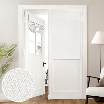 HOMEIDEAS 100% Blackout Linen Door Curtains for French Door 26x40 Inch