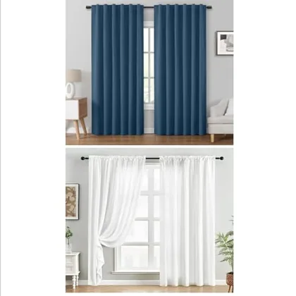 HOMEIDEAS Dark Teal Blackout Curtains Pair