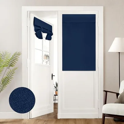 HOMEIDEAS 100% Blackout Linen Door Curtains for French Door 26x40 Inch