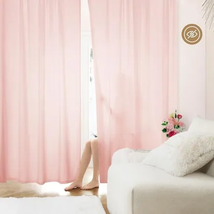 HOMEIDEAS Non-See-Through Blush Pink Privacy Sheer Curtains