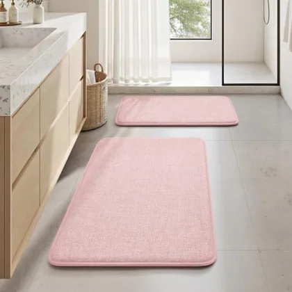 HOMEIDEAS Memory Foam Bathroom Rugs Set of 2