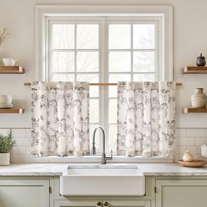 HOMEIDEAS Floral Kitchen Curtains