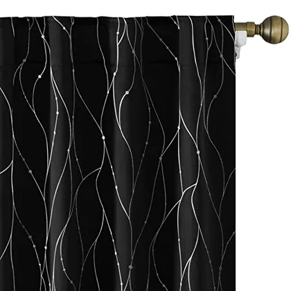 HOMEIDEAS Greyish White Blackout Curtains 52 X 84 Inch Length 2 Panels