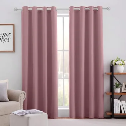 HOMEIDEAS Mauve Blackout Curtains for Bedroom 52 X 84 Inch Length 2 Panels