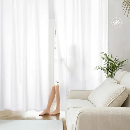 HOMEIDEAS Non-See-Through White Privacy Sheer Curtains