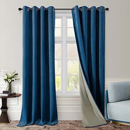 HOMEIDEAS Full Blackout Velvet Curtains