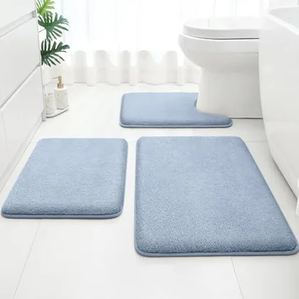 HOMEIDEAS 3 Piece Bathroom Rugs Set