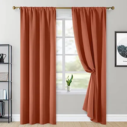 HOMEIDEAS 2 Panels Burnt Orange Blackout Curtains