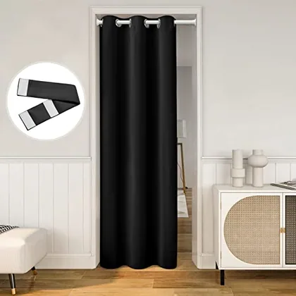 HOMEIDEAS Black Doorway Curtains