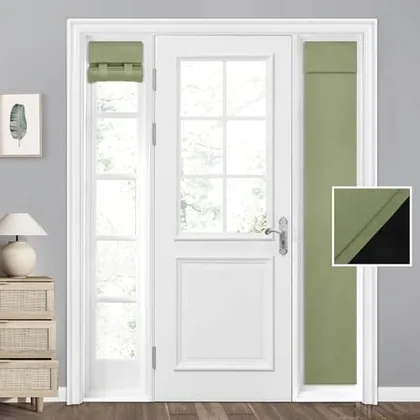 HOMEIDEAS 100% Blackout Door Curtains for Sidelight 12x68 Inch