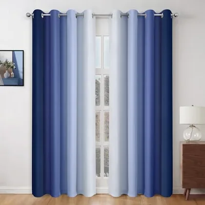 HOMEIDEAS Navy Blue Ombre Blackout Curtains