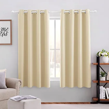 HOMEIDEAS Blackout Curtains for Bedroom 52 X 63 Inch Length 2 Panels Set