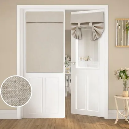 HOMEIDEAS Blackout Door Curtains for French Door 26x40 Inch Natural