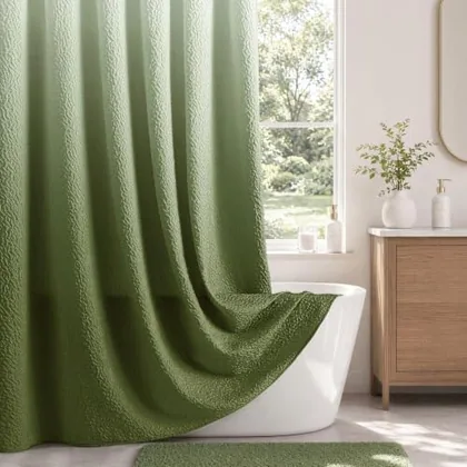 HOMEIDEAS Sage Green Ombre Shower Curtain