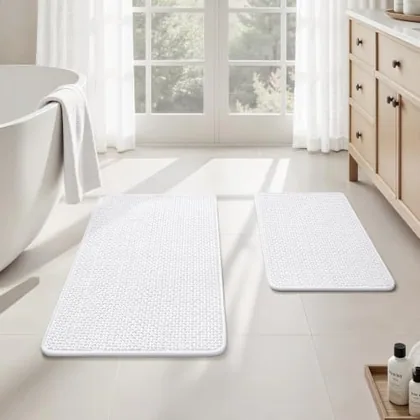 HOMEIDEAS Bathroom Rugs Set 2 Piece Thin Non Slip