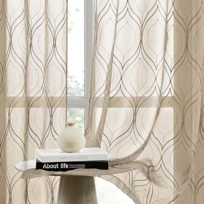 HOMEIDEAS Taupe Sheer Curtains