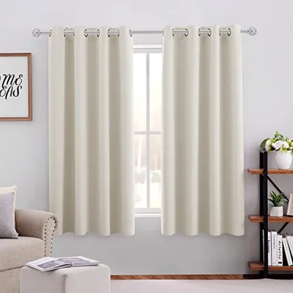 HOMEIDEAS Cream Beige Blackout Curtains for Bedroom 52 X 63 Inch Length 2