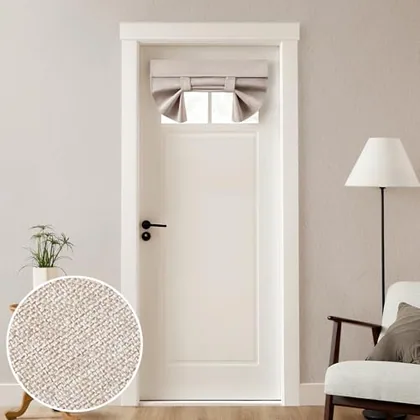 HOMEIDEAS 100% Blackout Linen Door Curtains for French Door 26x20 Inch