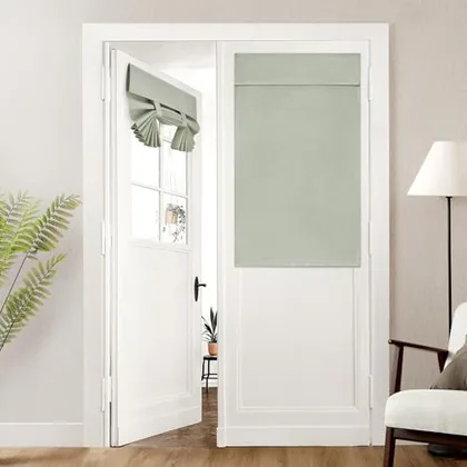 HOMEIDEAS 100% Blackout Linen Door Curtains for French Door 26x40 Inch