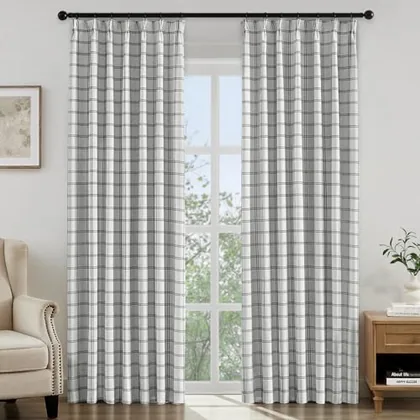 HOMEIDEAS Pinch Pleated 100% Blackout Curtains 40x108 Inch Black 2 Panels