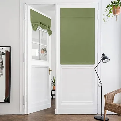 HOMEIDEAS Blackout Door Curtains for French Door 26x40 Inch Sage Green