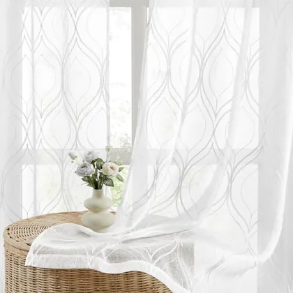 HOMEIDEAS White Sheer Curtains
