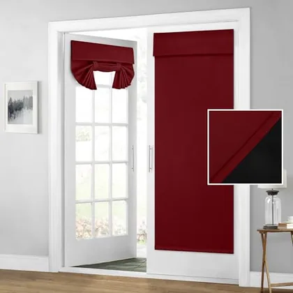HOMEIDEAS 100% Blackout Door Curtains for French Door 30x68 Inch
