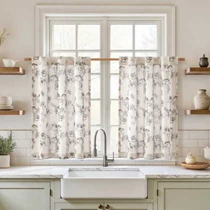 HOMEIDEAS Floral Kitchen Curtains