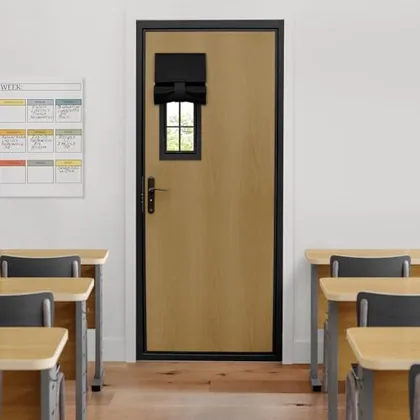 HOMEIDEAS Blackout Door Curtains for Classroom Door 10x38 Inch Black