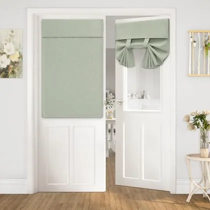HOMEIDEAS Blackout Door Curtains for French Door 26x40 Inch Sage Green